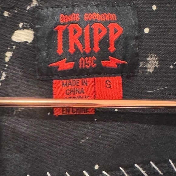 TRIPP NYC Skull Cheetah Print Denim Studded Patchwork Vest Size Small VGUC - Picture 7 of 8